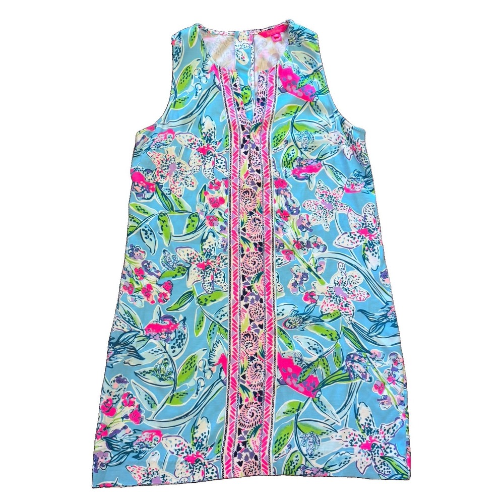 Lilly Pulitzer Bali Blue  Kelby Stretch Shift Dress  Size 12